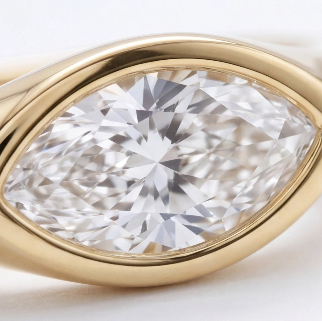 Flamme Marquise Lab Diamond Ring in Yellow Gold My Store