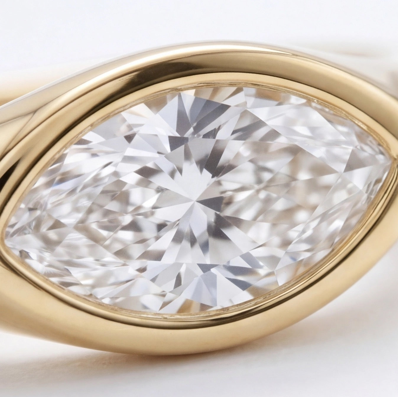 Flamme Marquise Lab Diamond Ring in Yellow Gold My Store