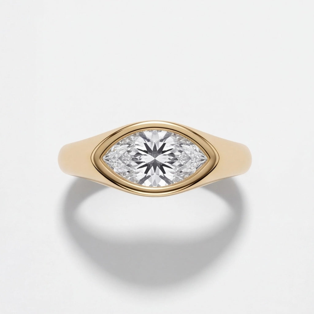 Flamme Marquise Lab Diamond Ring in Yellow Gold My Store