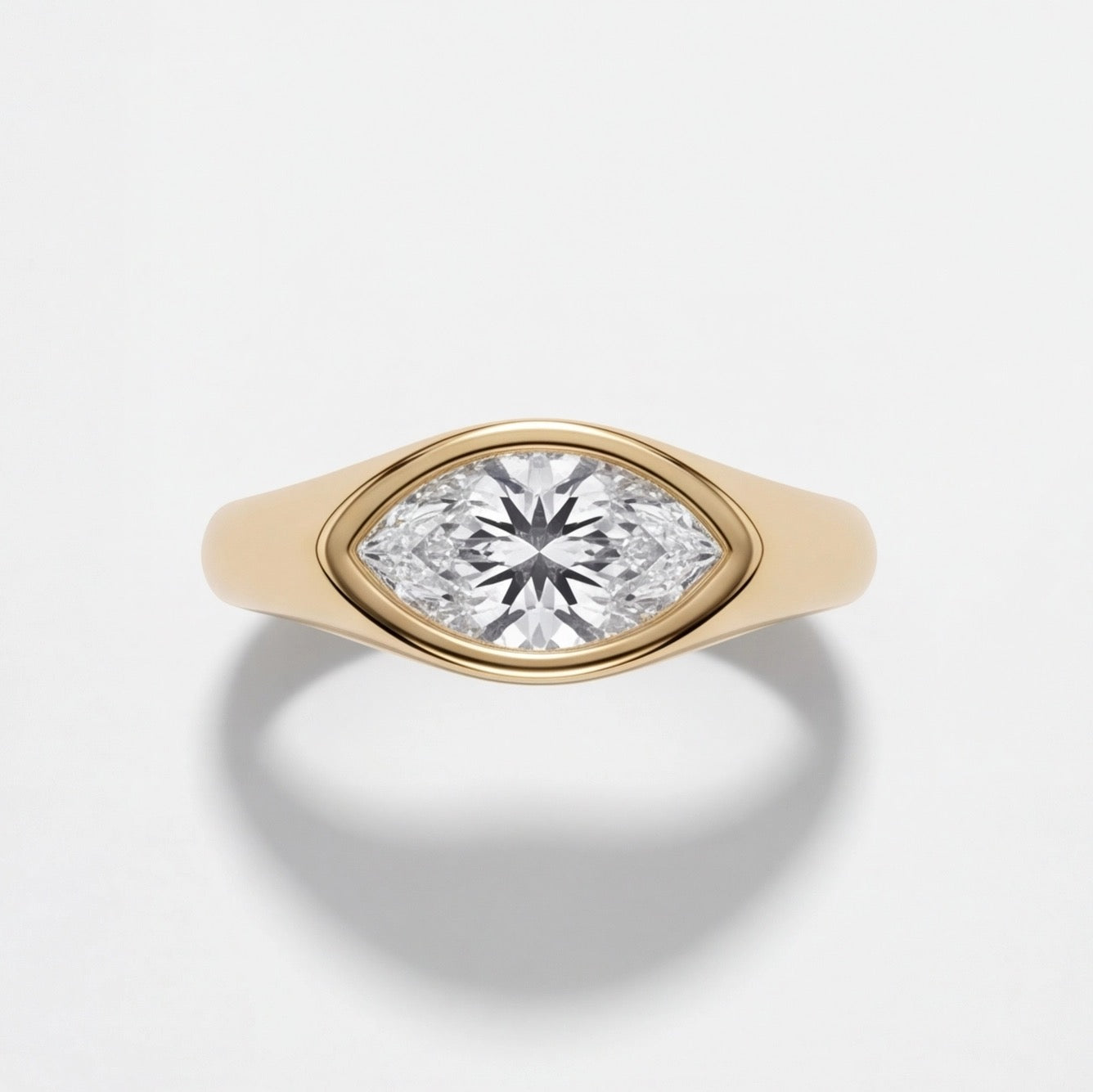 Flamme Marquise Lab Diamond Ring in Yellow Gold My Store