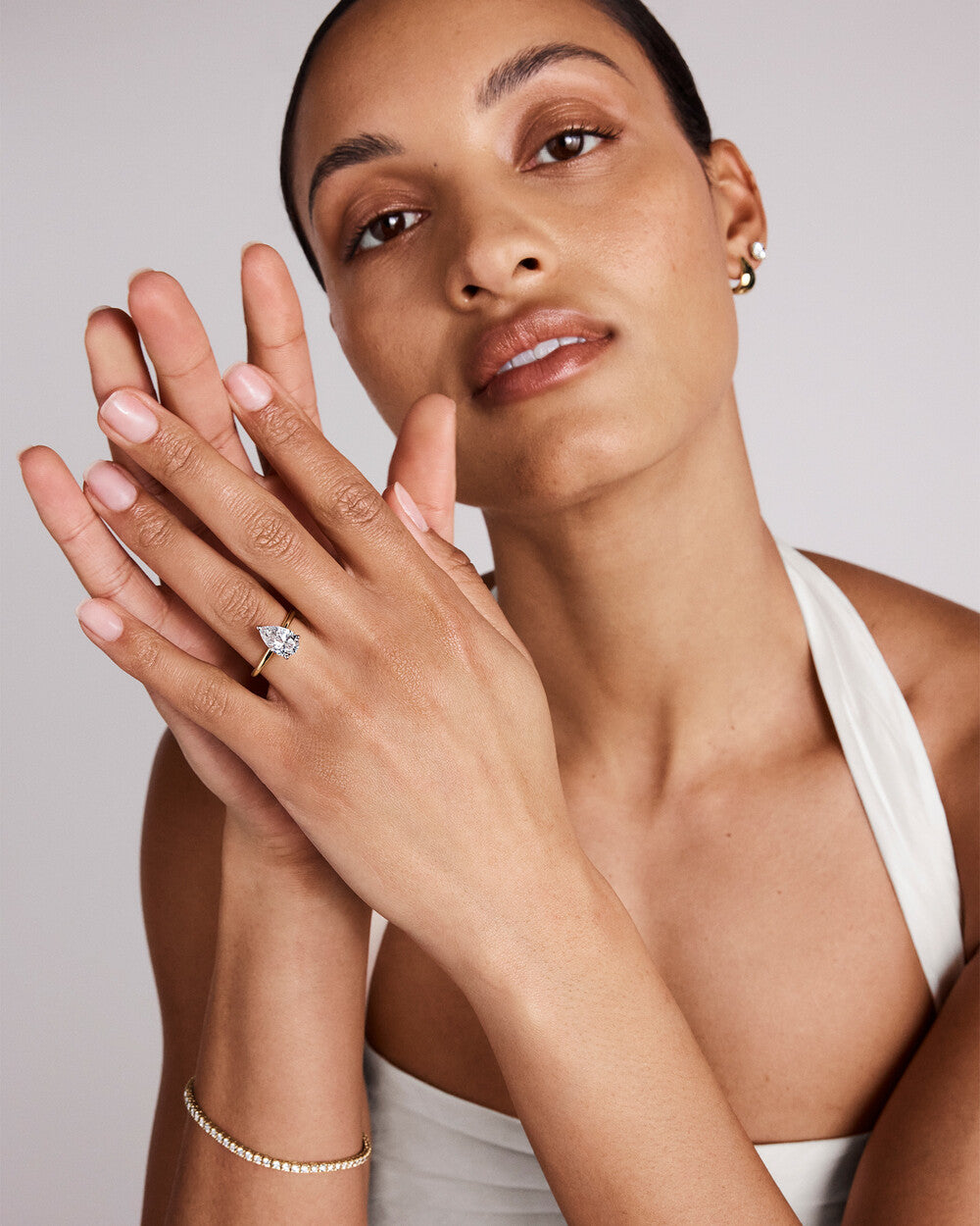 Aurora Pear Solitaire Diamond Ring in Yellow Gold