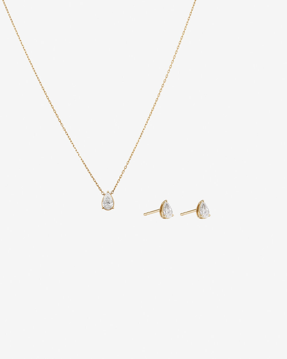 Pear Shaped Lab-Grown Diamond Necklace & Stud Earrings Set