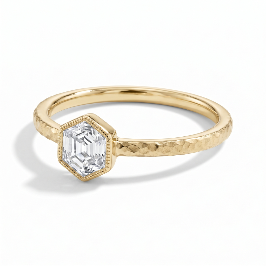 Céleste Hexagon Lab Diamond Ring in Yellow Gold My Store