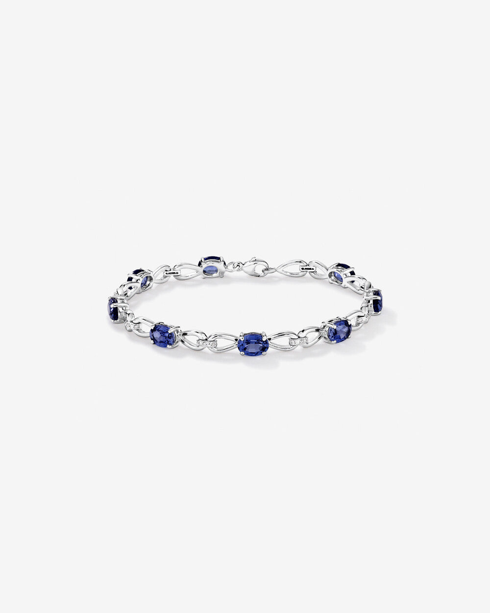 Reverie Oval Cut Blue Stone Tennis Bracelet in 18K Yellow Gold My Store