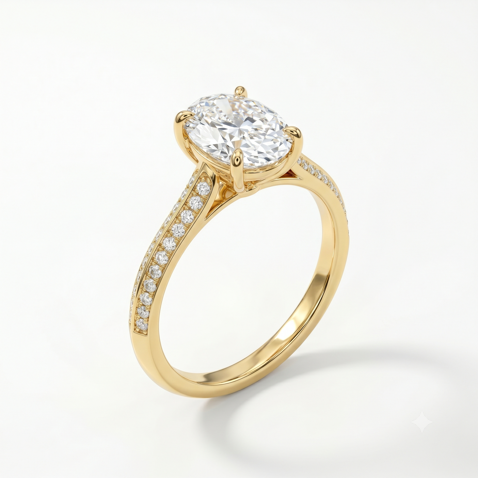 Éclat Oval Cut Lab Grown Diamond Engagement Ring in Yellow Gold My Store