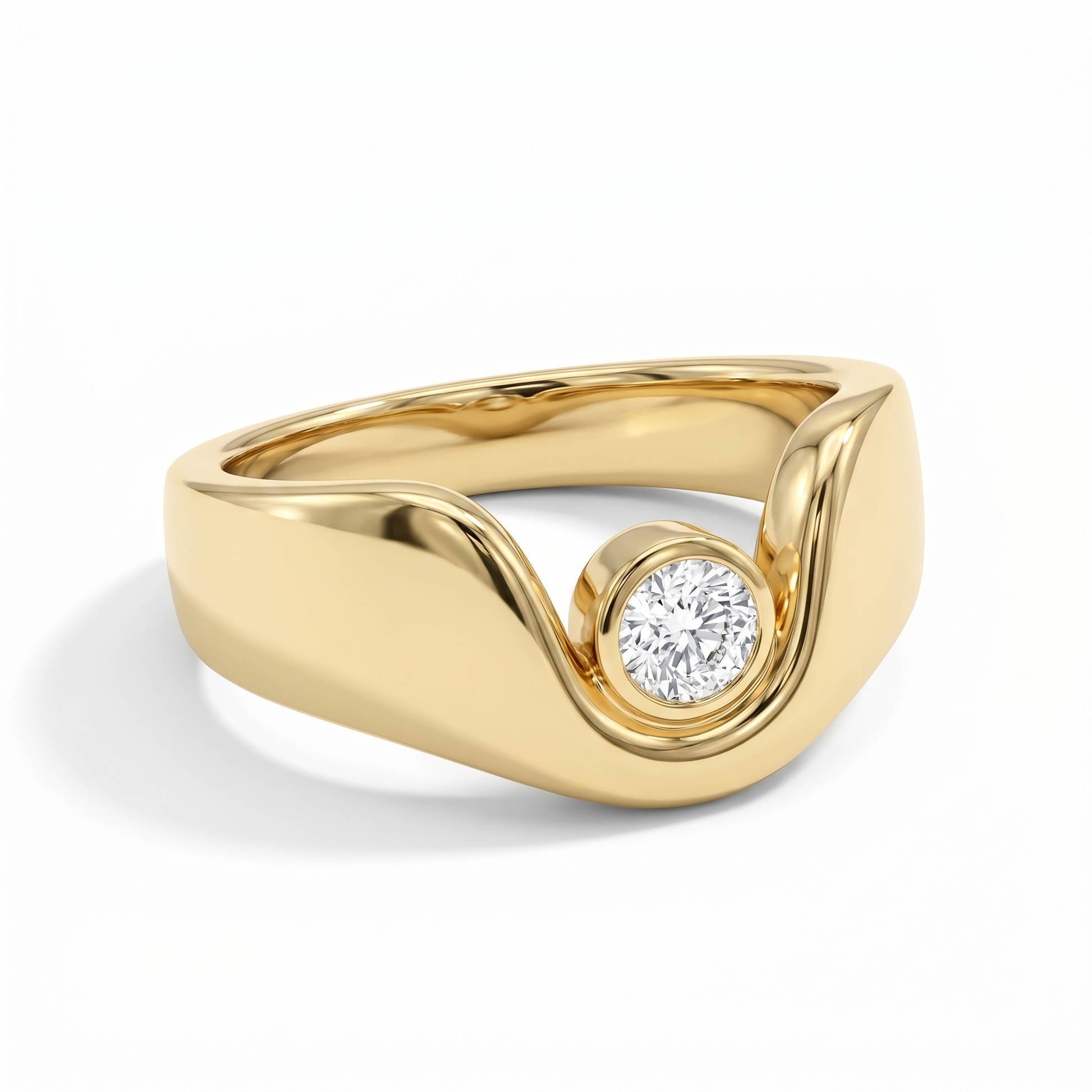 Dune Round Cut Lab Grown Diamond Engagement Ring in Yellow Gold My Store