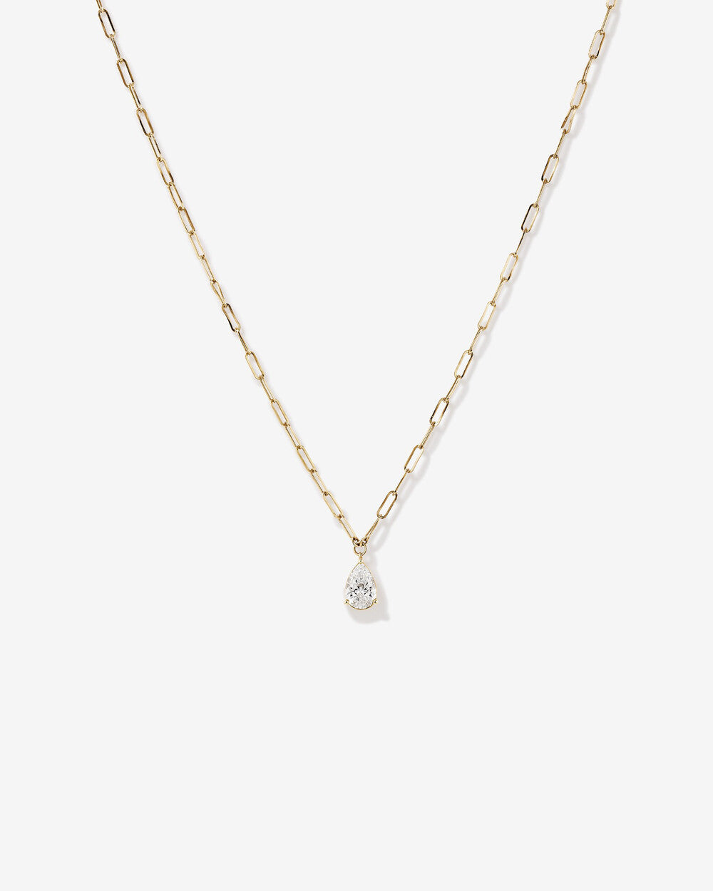 Pear-Shaped Lab-Grown Diamond Pendant Necklace in 14K Yellow Gold
