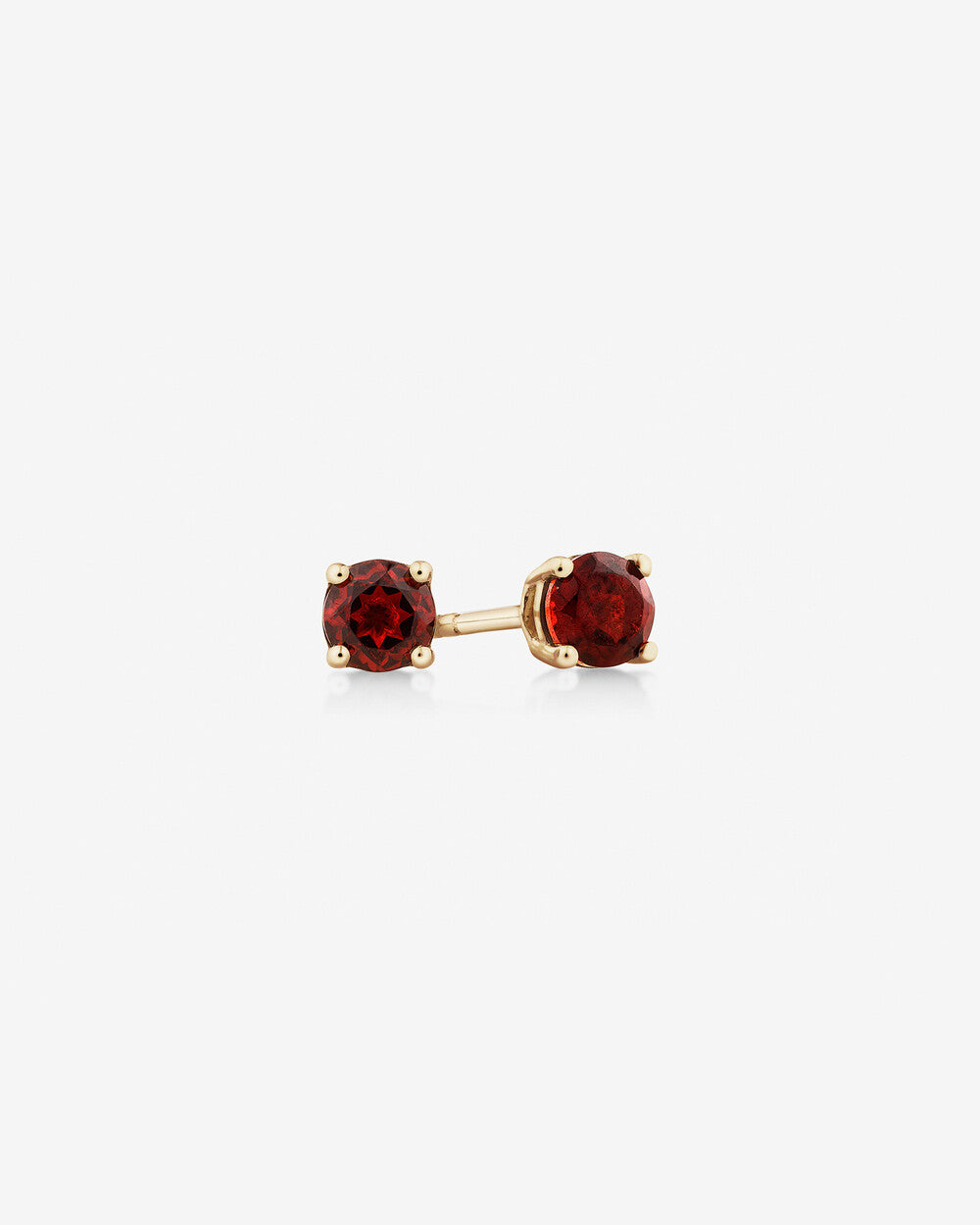 January Birthstone Garnet Stud Earrings in Yellow Gold