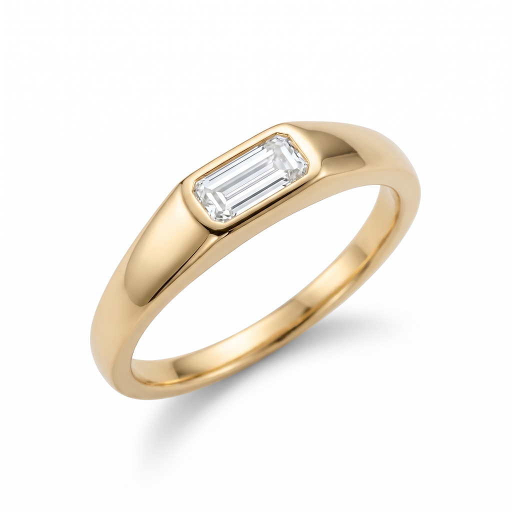 Glace Baguette Cut Lab Grown Diamond Engagement Ring in Yellow Gold My Store