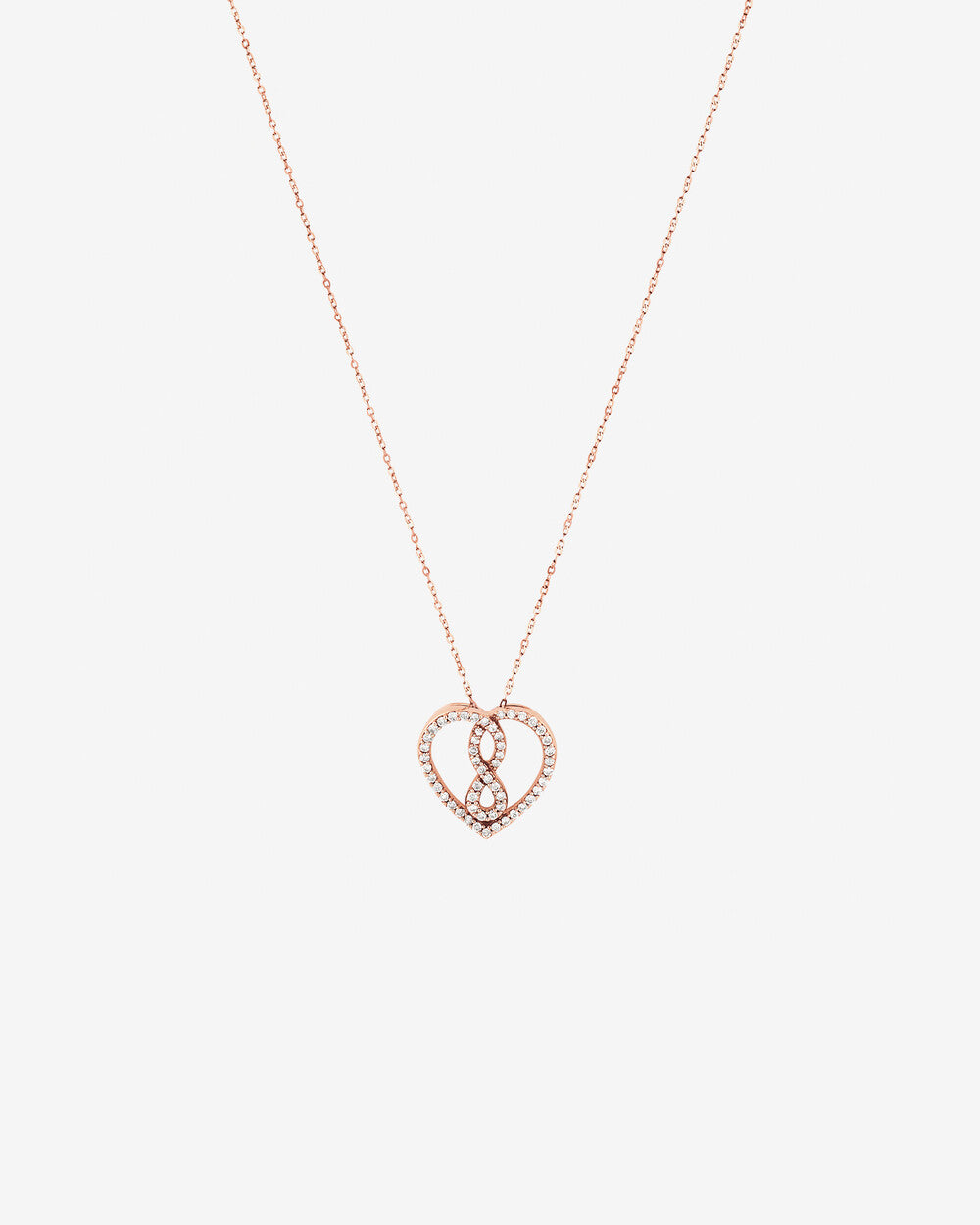 Heart Infinity Lab-Grown Diamond Pendant in Rose Gold