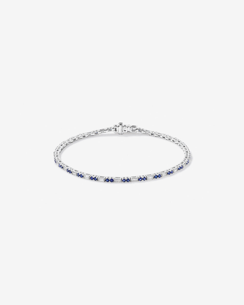 Blue & White Lab-Grown Diamond Tennis Bracelet in White Gold