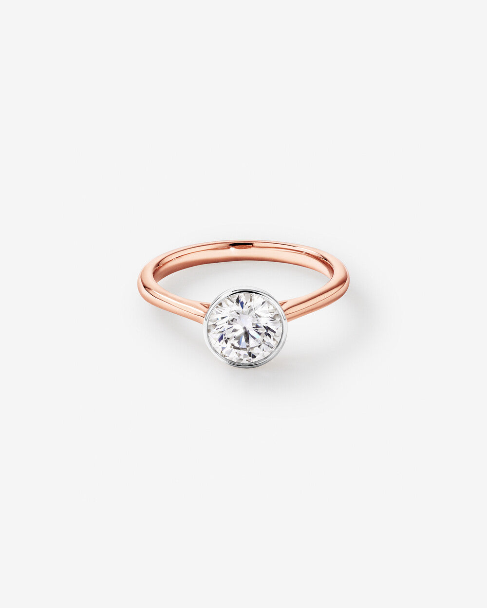 Round Bezel Set Lab Grown Diamond Ring in Rose Gold