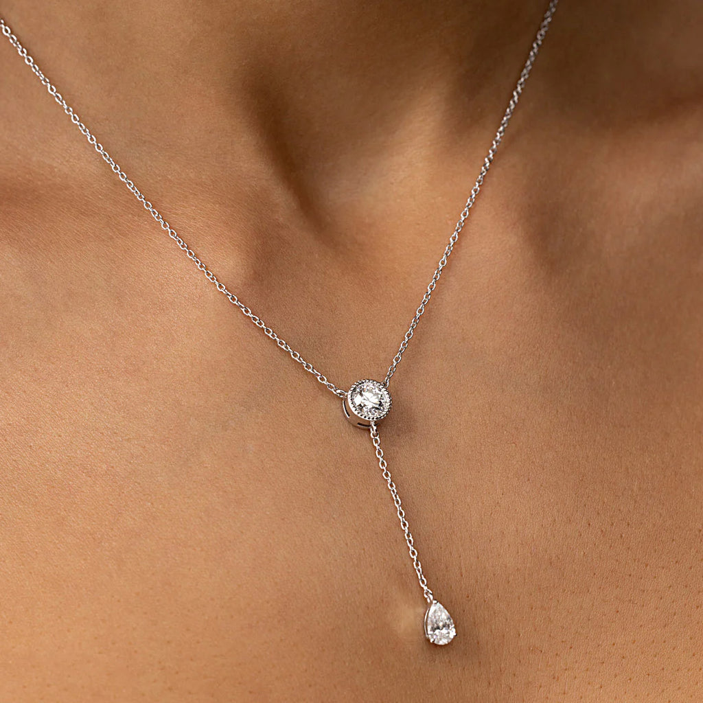 Lab-Grown Diamond Y-Drop Necklace in 14K White Gold