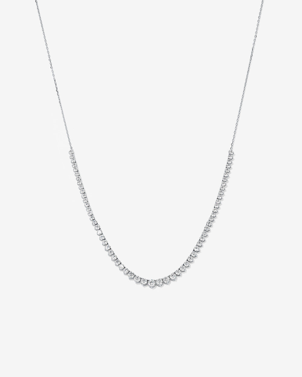 Graduated Lab-Grown Diamond Tennis Necklace in White Gold