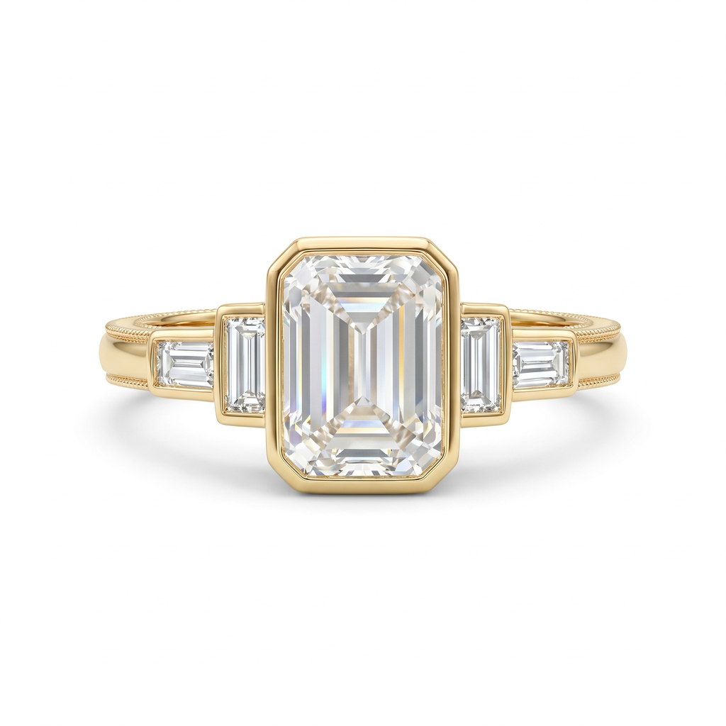 Galerie Emerald Cut Lab Grown Diamond Engagement Ring in Yellow Gold My Store