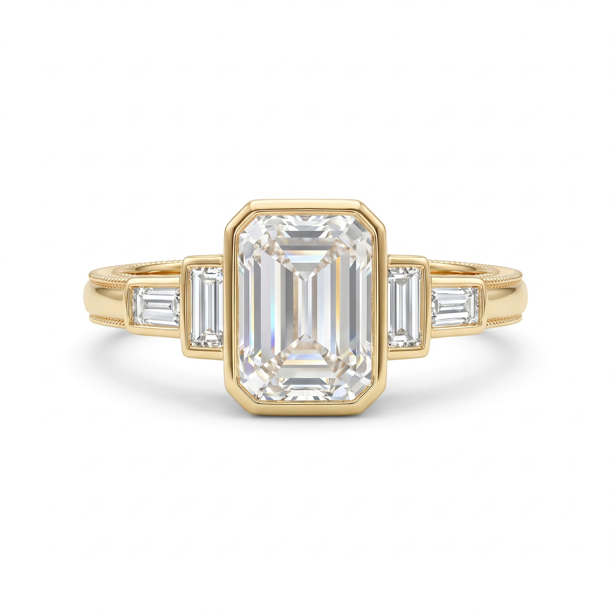 Galerie Emerald Cut Lab Grown Diamond Engagement Ring in Yellow Gold My Store