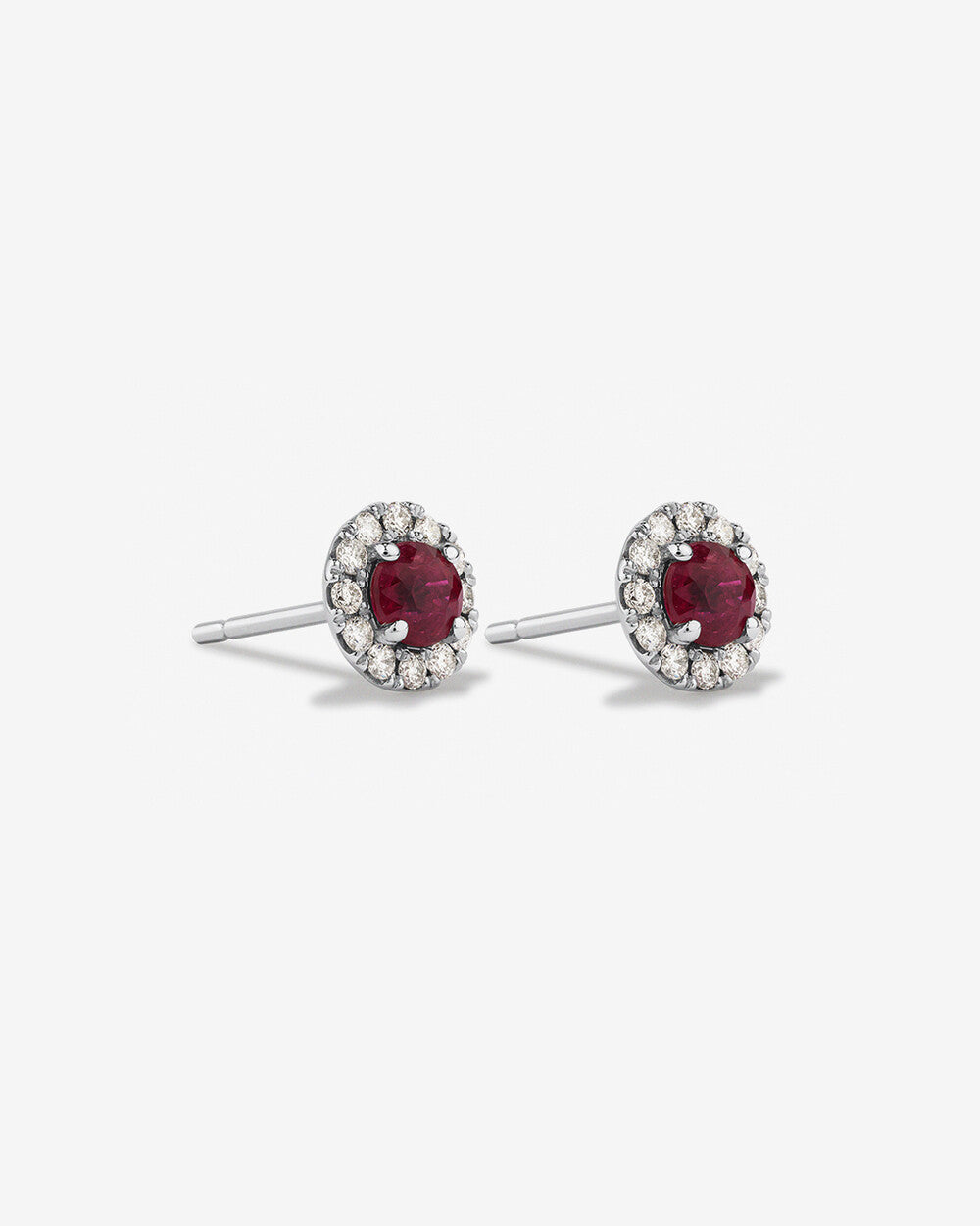 Lumière Round Brilliant Ruby Stud Earrings in 18K Yellow Gold My Store