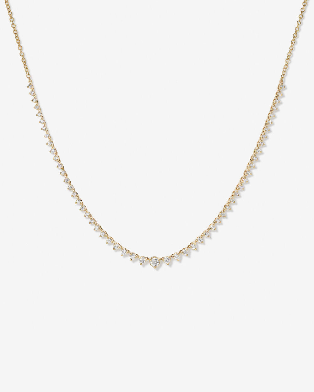 Round Graduated Lab-Grown Diamond Necklace in Yellow Gold