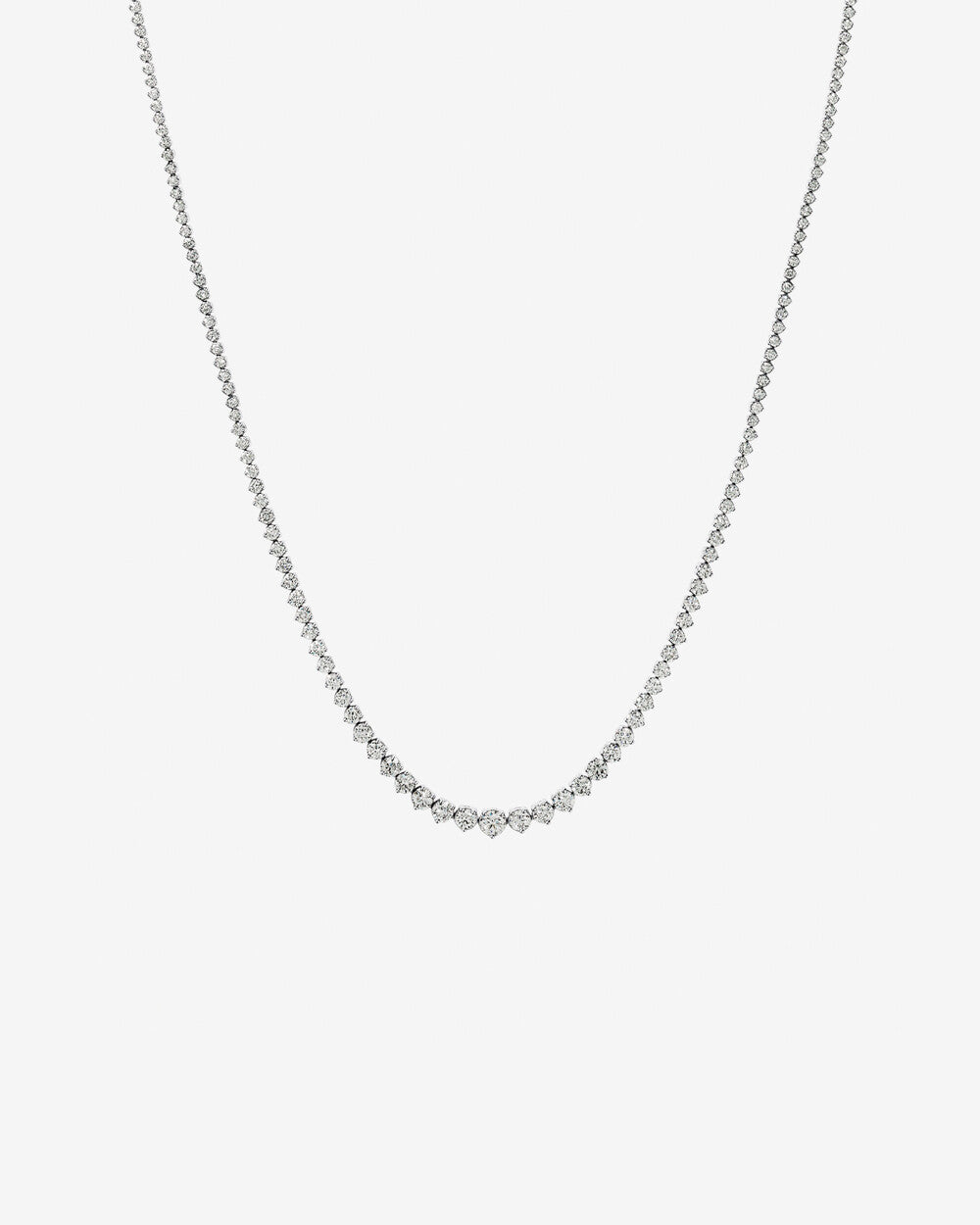 Round Graduated Lab-Grown Diamond Necklace in White Gold