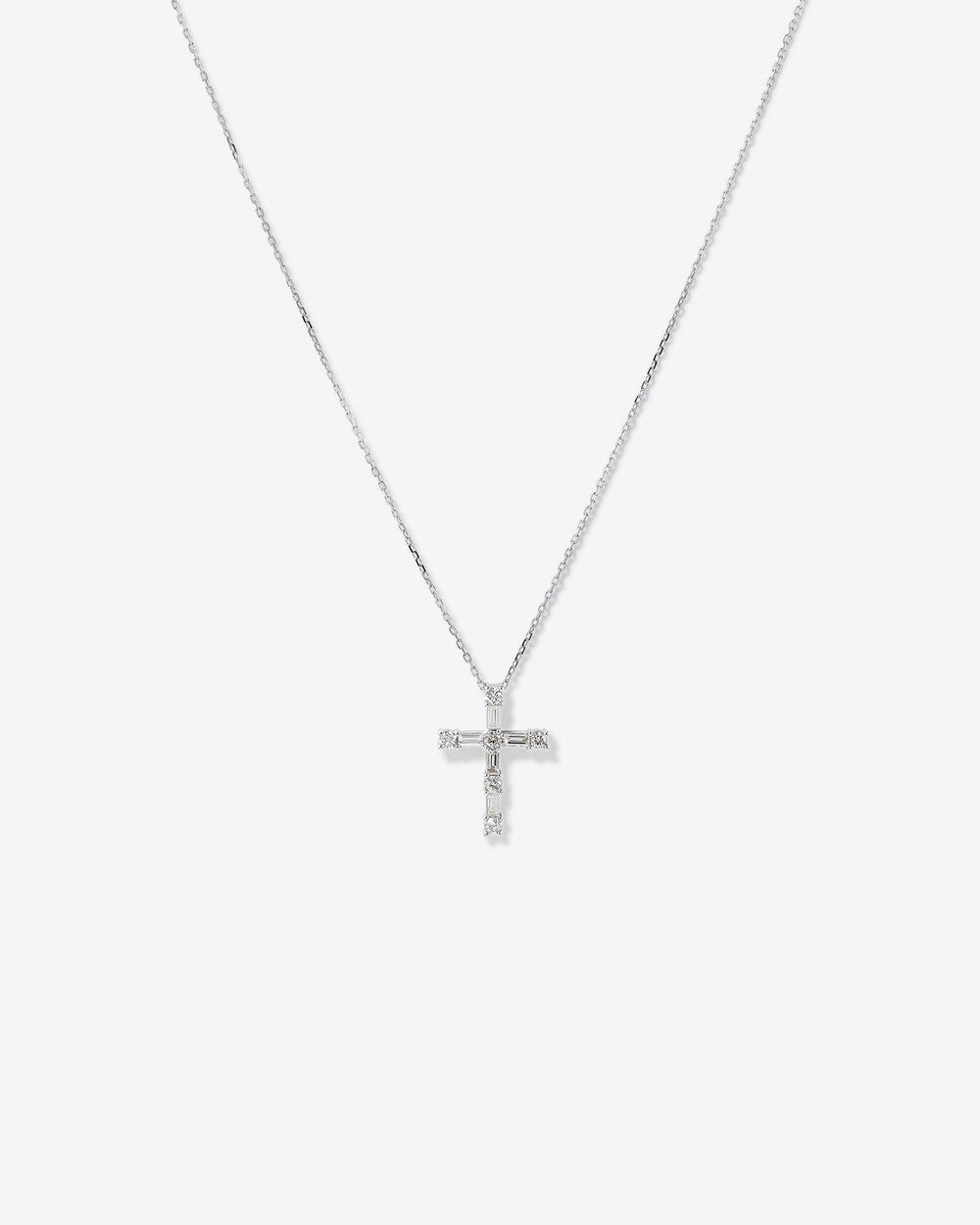 Lab-Grown Diamond Cross Pendant Necklace in White Gold