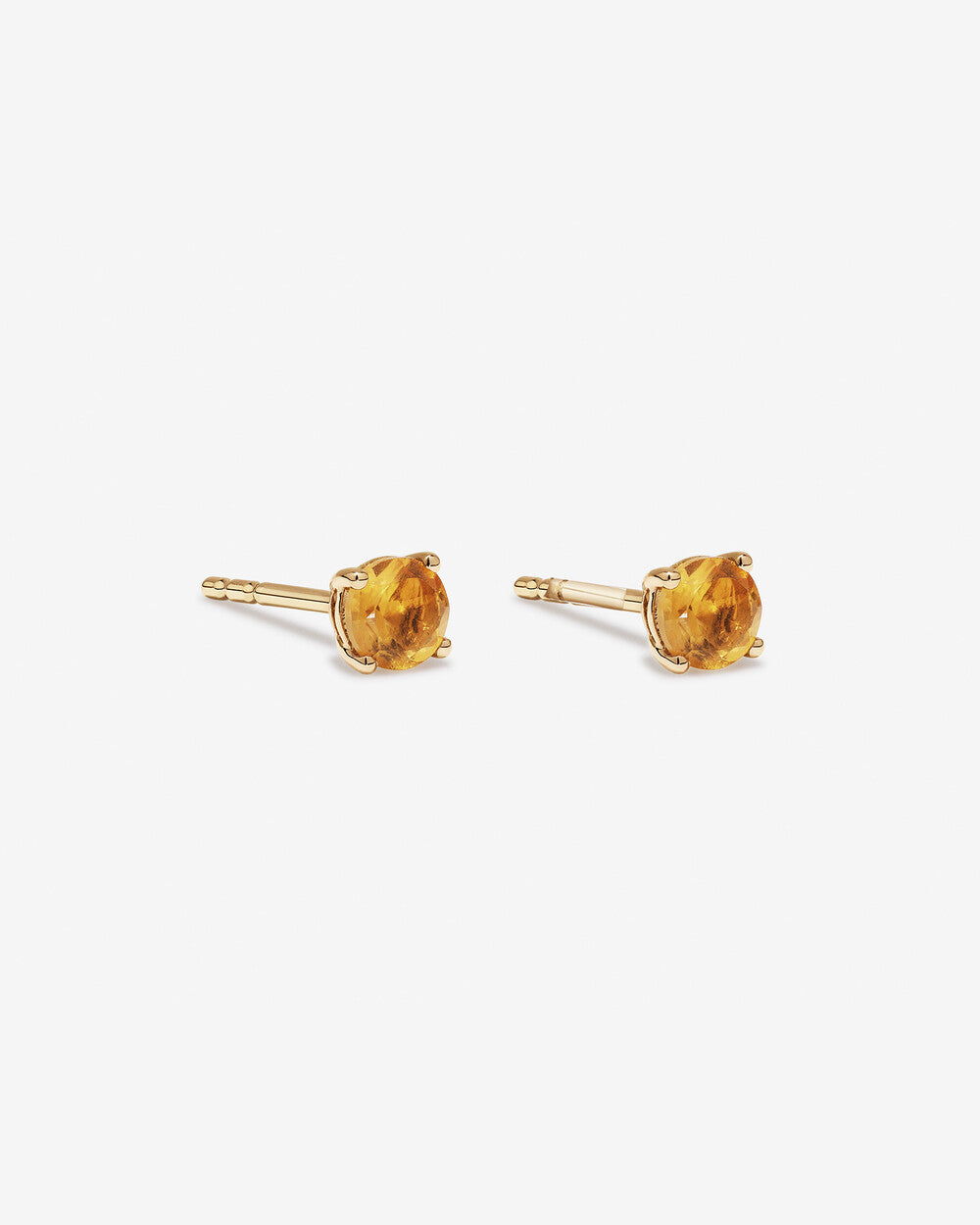 November Birthstone Citrine Stud Earrings in Yellow Gold