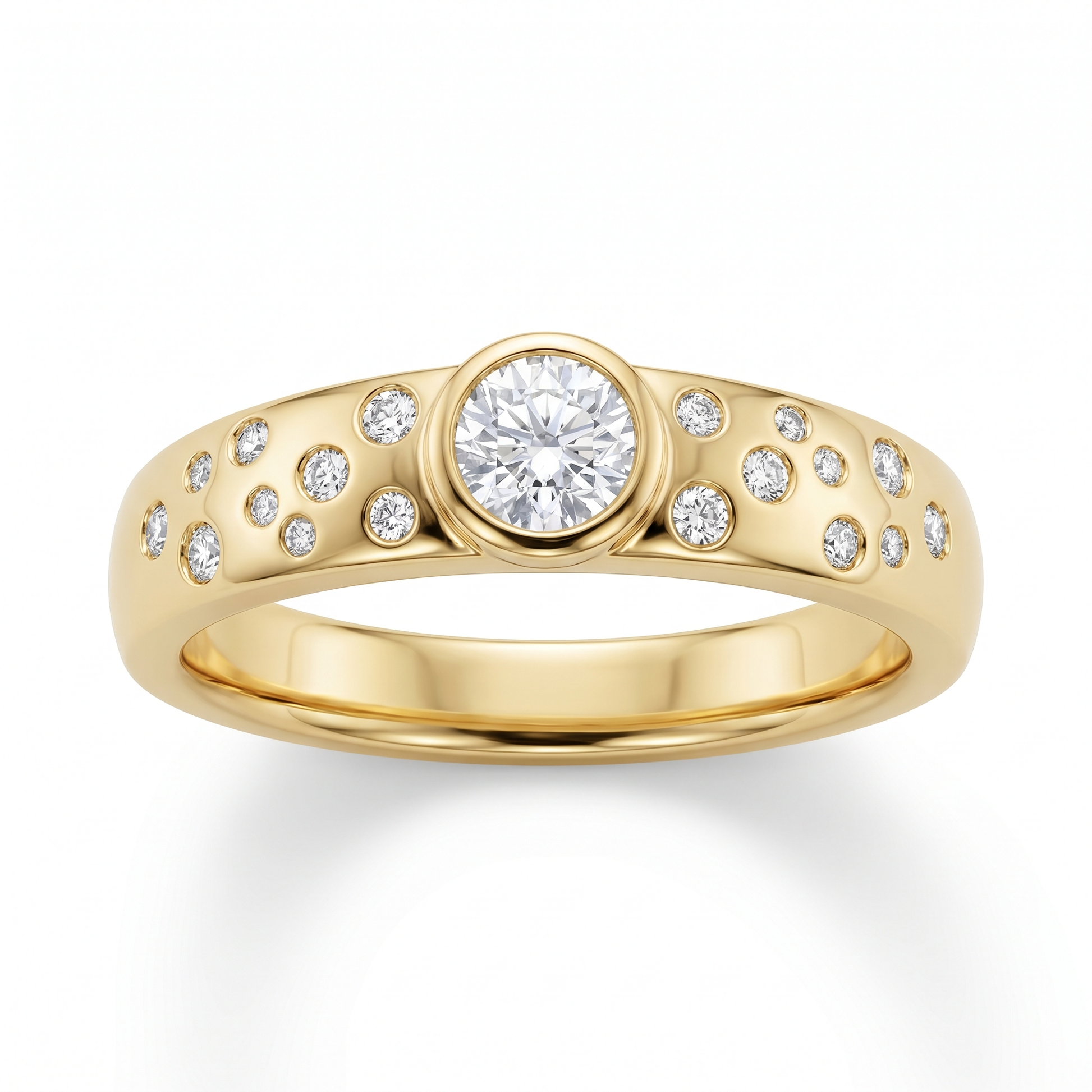 Cosmos Round Brilliant Lab Diamond Ring on Stardust Band in Yellow Gold My Store