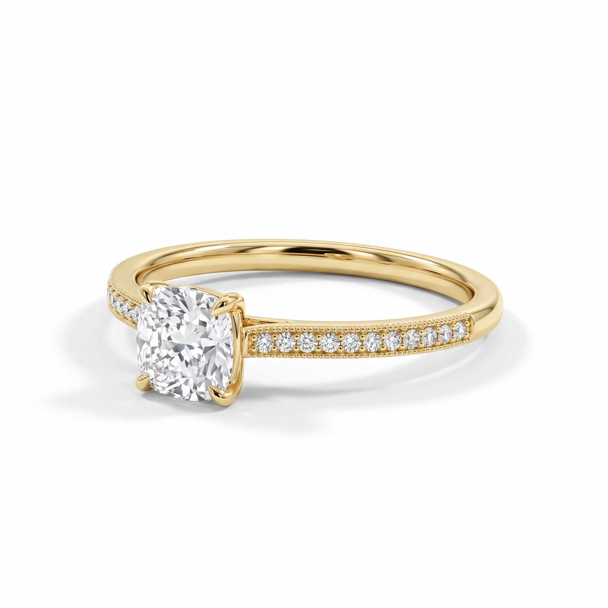 Velours Cushion Cut Lab Grown Diamond Engagement Ring in Yellow Gold My Store