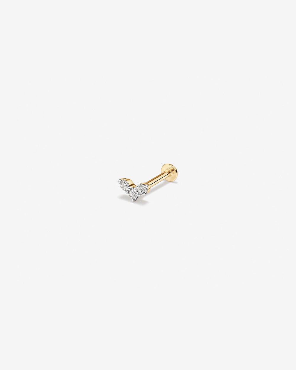 14K Yellow Gold Lab Grown Diamond Triple Cluster Cartilage Stud