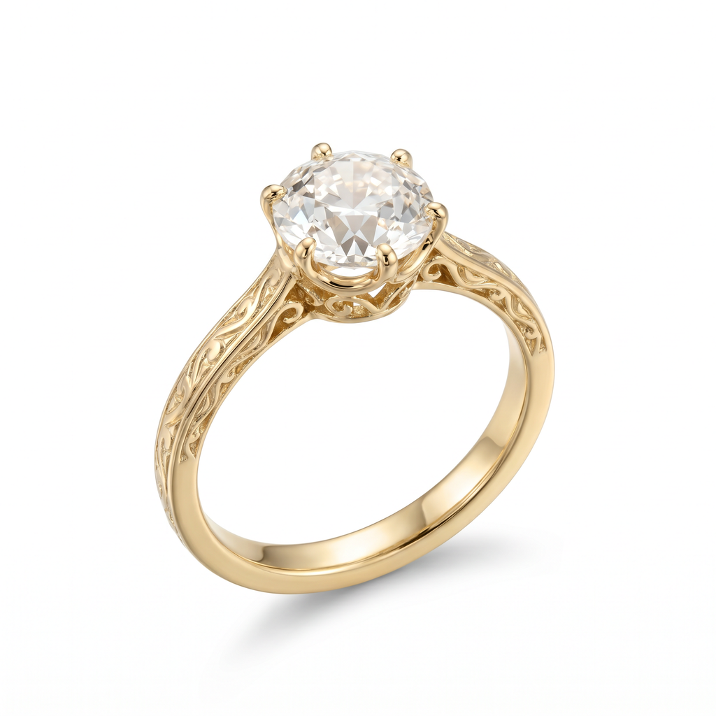 Héritage Round Lab Grown Diamond Engagement Ring in Yellow Gold My Store