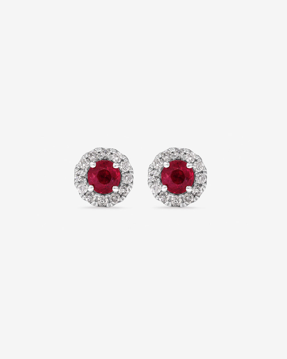 Lumière Round Brilliant Ruby Stud Earrings in 18K Yellow Gold My Store
