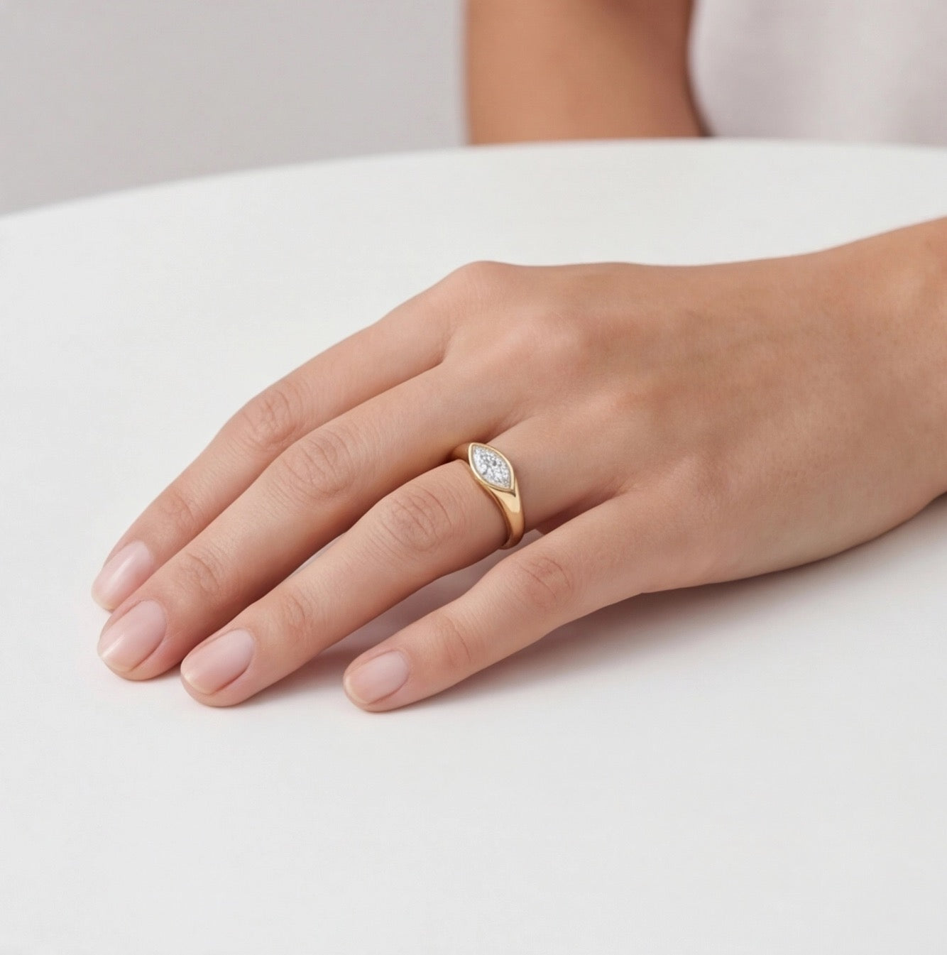 Flamme Marquise Lab Diamond Ring in Yellow Gold My Store