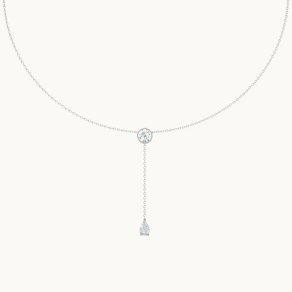 Lab-Grown Diamond Y-Drop Necklace in 14K White Gold