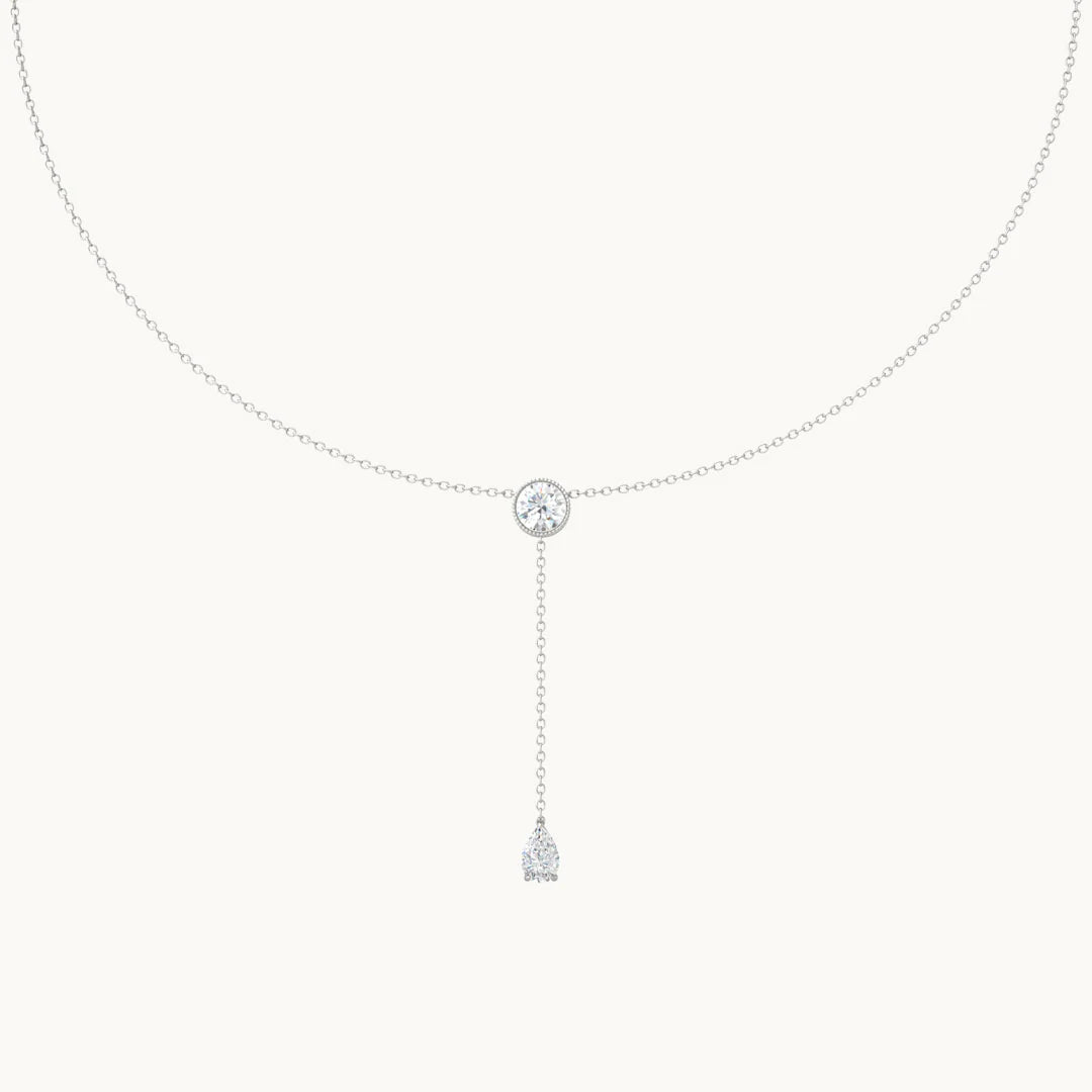 Lab-Grown Diamond Y-Drop Necklace in 14K White Gold