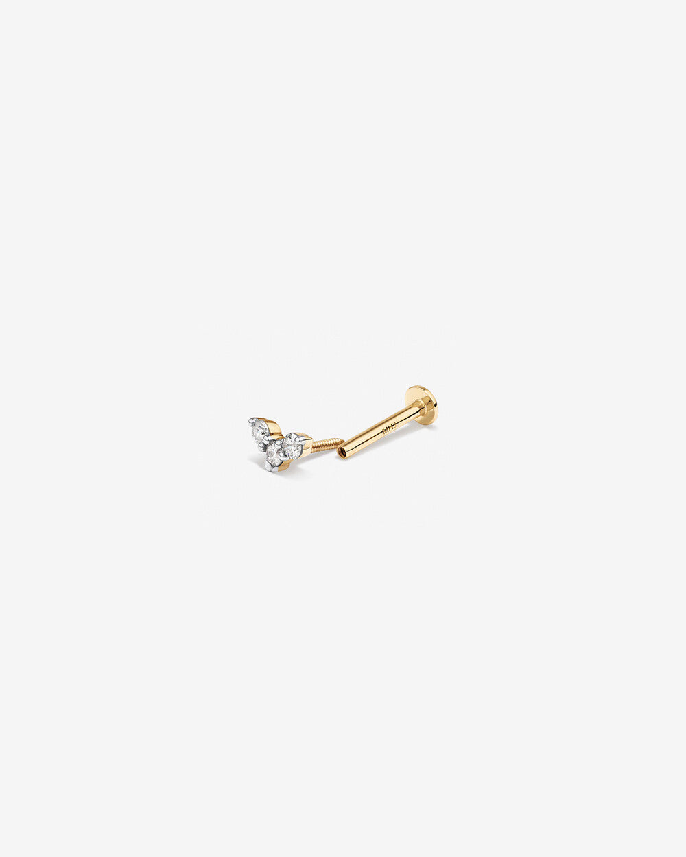 14K Yellow Gold Lab Grown Diamond Triple Cluster Cartilage Stud