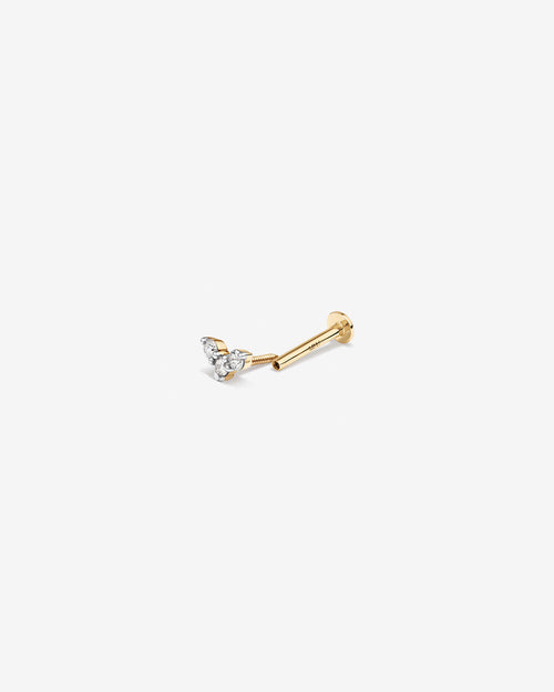 14K Yellow Gold Lab Grown Diamond Triple Cluster Cartilage Stud