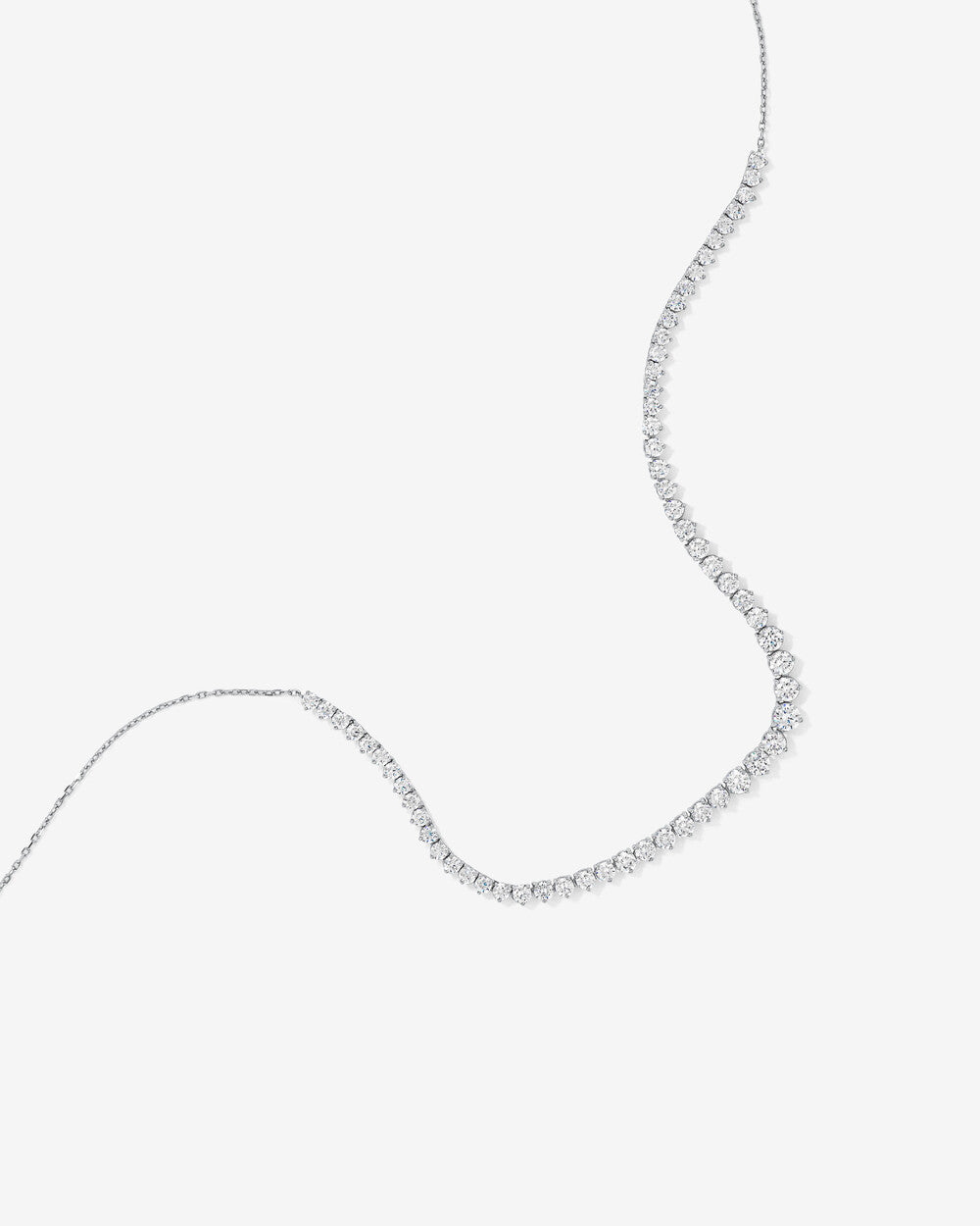 Graduated Lab-Grown Diamond Tennis Necklace in White Gold
