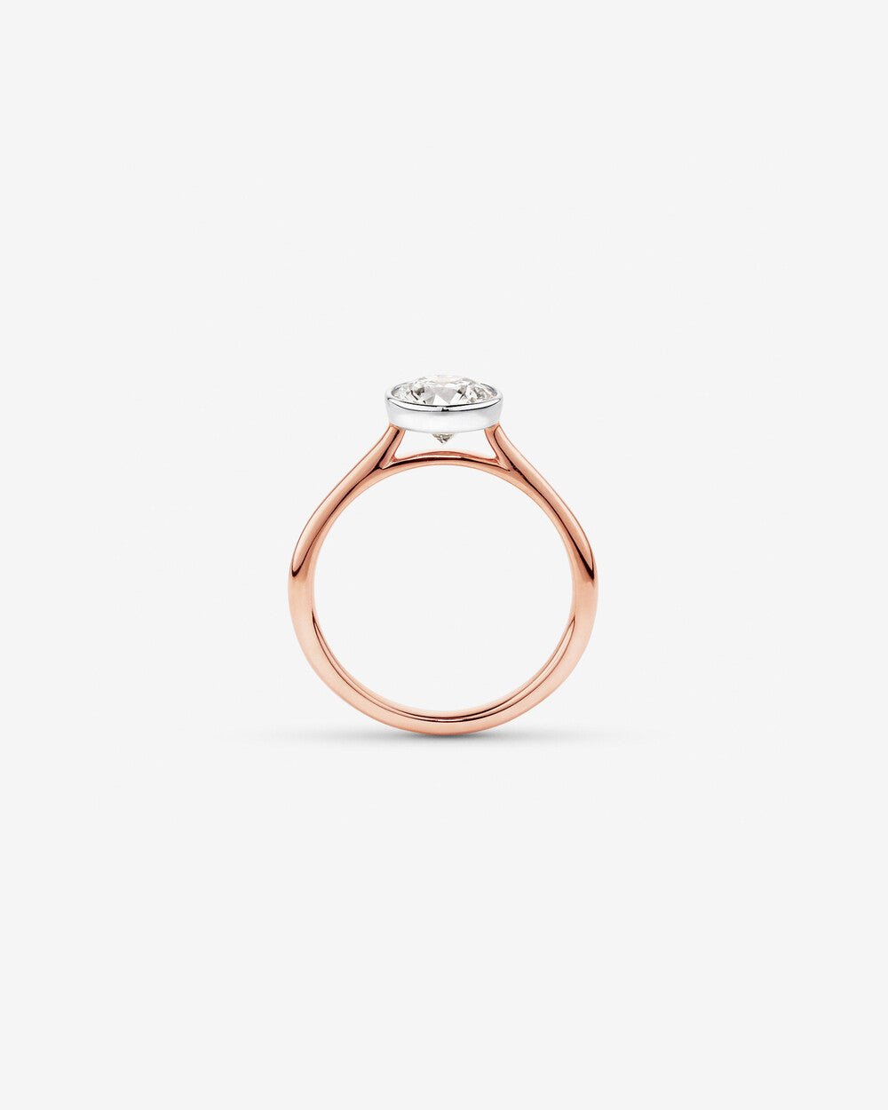 Round Bezel Set Lab Grown Diamond Ring in Rose Gold