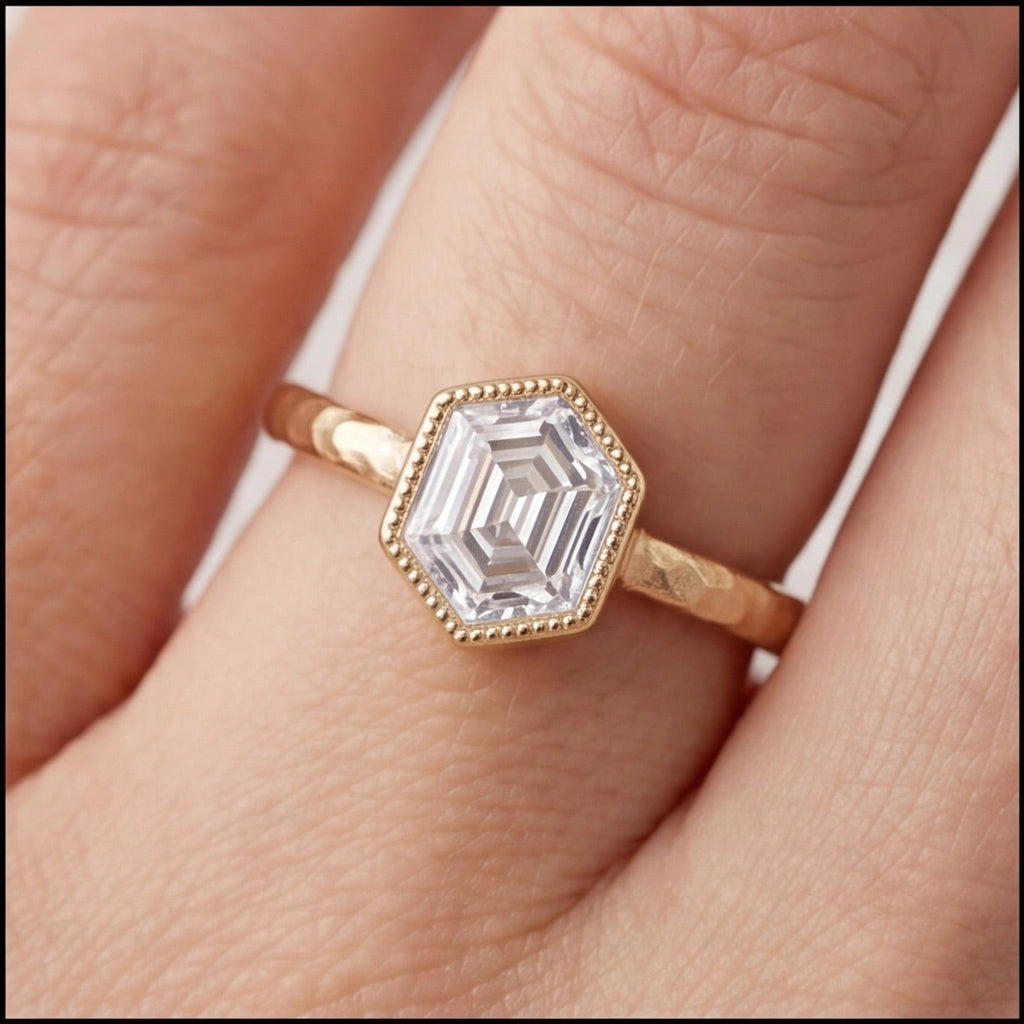 Céleste Hexagon Lab Diamond Ring in Yellow Gold My Store