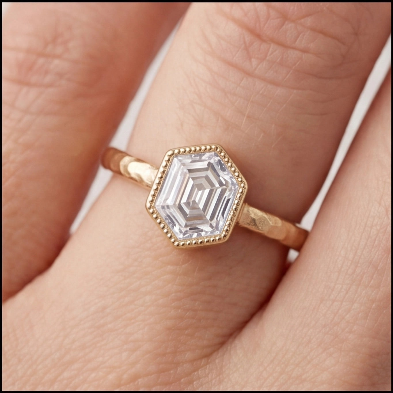 Céleste Hexagon Lab Diamond Ring in Yellow Gold My Store