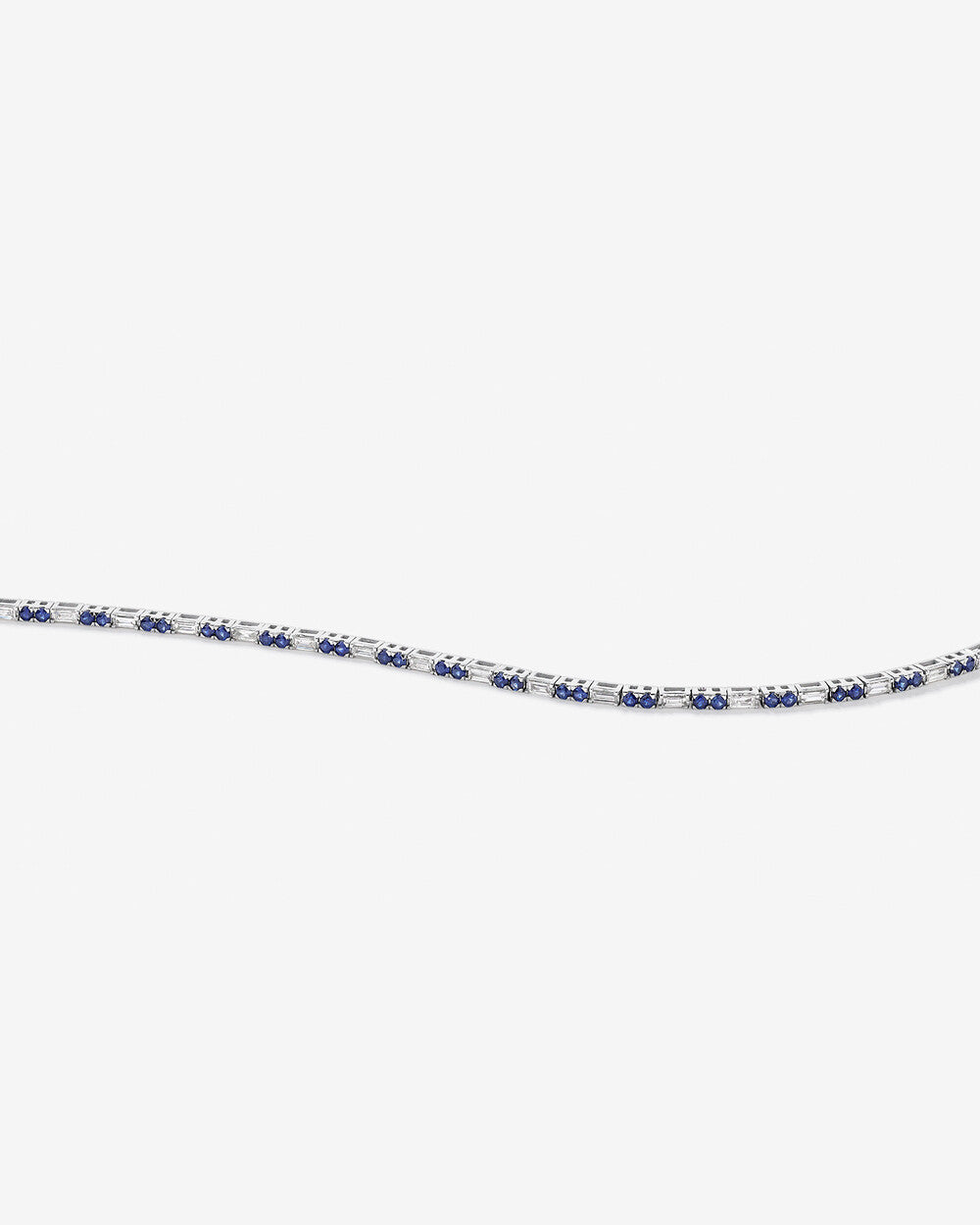 Blue & White Lab-Grown Diamond Tennis Bracelet in White Gold