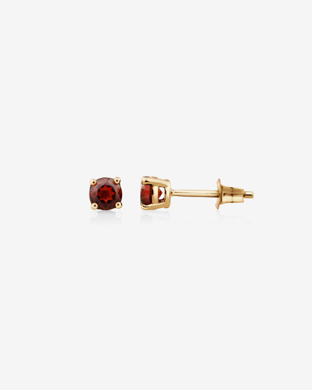 January Birthstone Garnet Stud Earrings in Yellow Gold