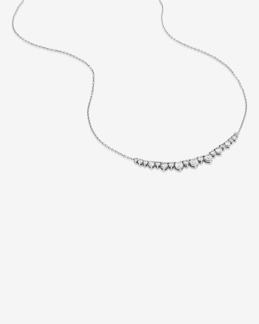 Graduated Lab-Grown Diamond Necklace in White Gold