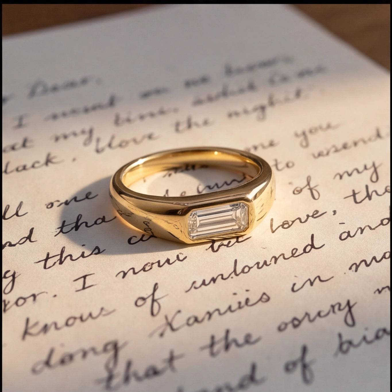 Glace Baguette Cut Lab Grown Diamond Engagement Ring in Yellow Gold My Store