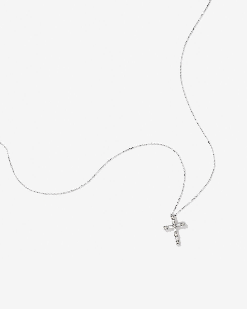 Lab-Grown Diamond Cross Pendant Necklace in White Gold