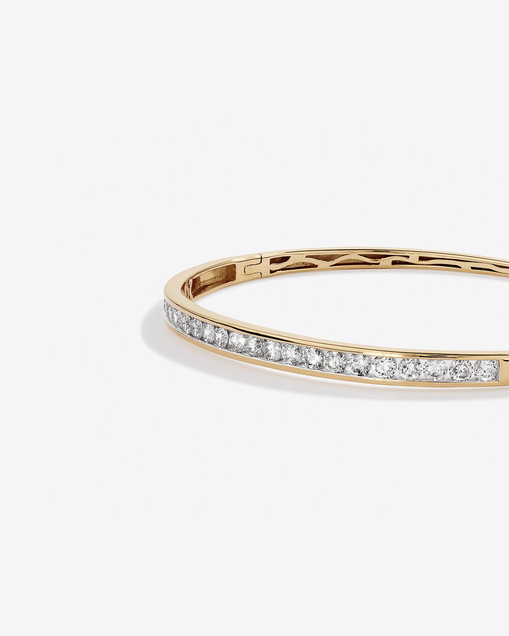 Lumière Round Brilliant Lab Grown Diamond Bangle Bracelet in 9K Yellow Gold My Store