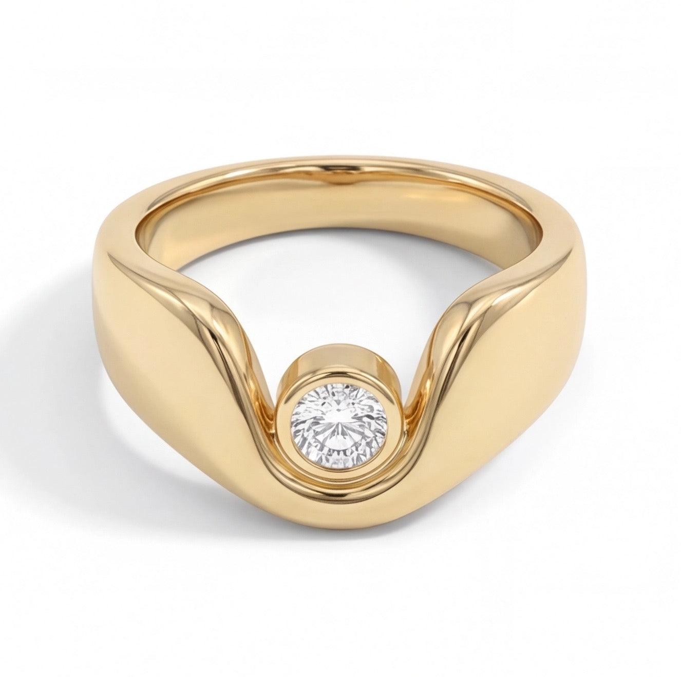 Dune Round Cut Lab Grown Diamond Engagement Ring in Yellow Gold My Store