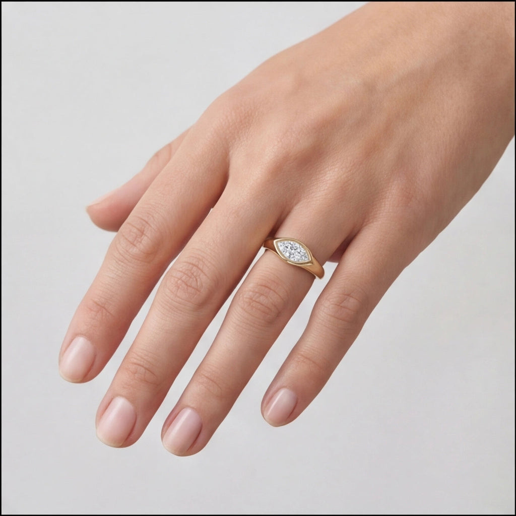 Flamme Marquise Lab Diamond Ring in Yellow Gold My Store