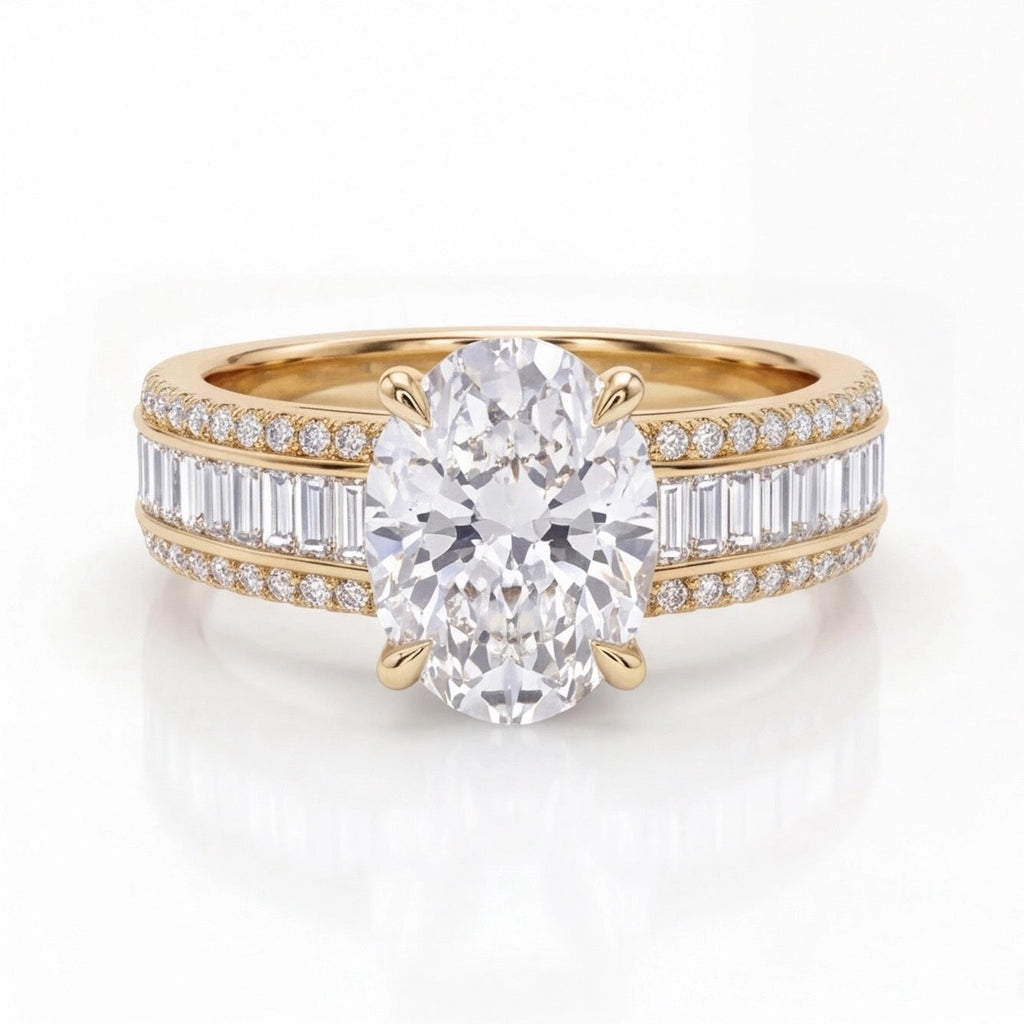 Éclat Oval and Baguette Lab Diamond Ring in Yellow Gold My Store