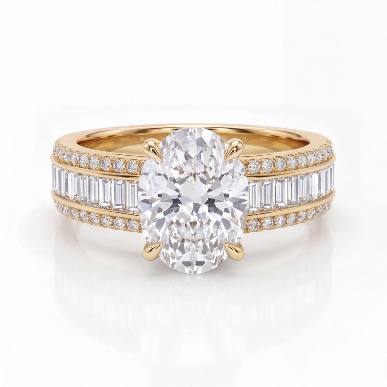 Éclat Oval and Baguette Lab Diamond Ring in Yellow Gold My Store