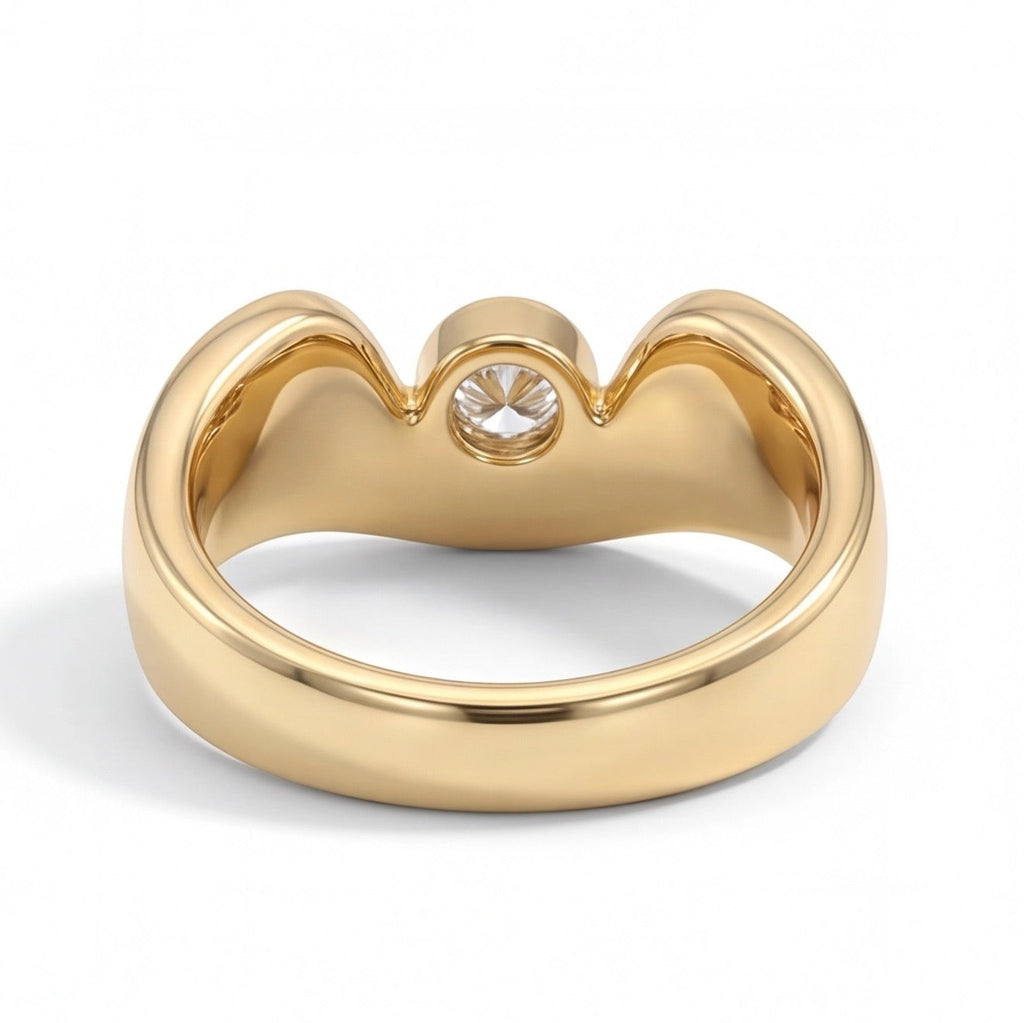 Dune Round Cut Lab Grown Diamond Engagement Ring in Yellow Gold My Store